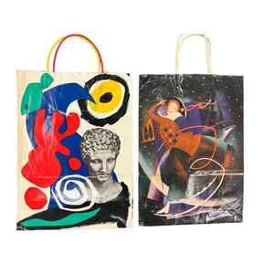 2 VTG Bloomingdales Paper Shopping Bags Fisher Skater & Ann Field Hermes